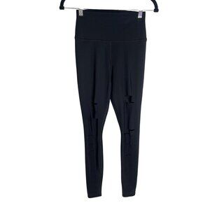 Alo Yoga High Waist Ripped Warrior Black Leggings-sz Small
